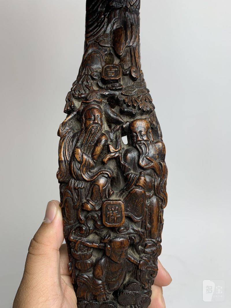 清早期 沉香群仙贺寿“吉祥如意”摆件 - 图4
